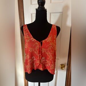 Free People Intimately Coral Floral Cropped Top